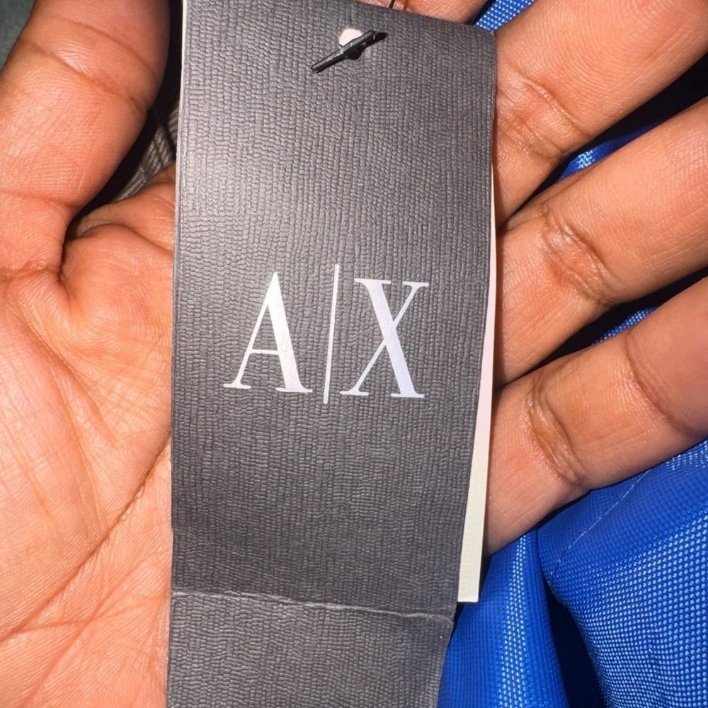 Armani Exchange Brown Messenger Bag with Blue Detail